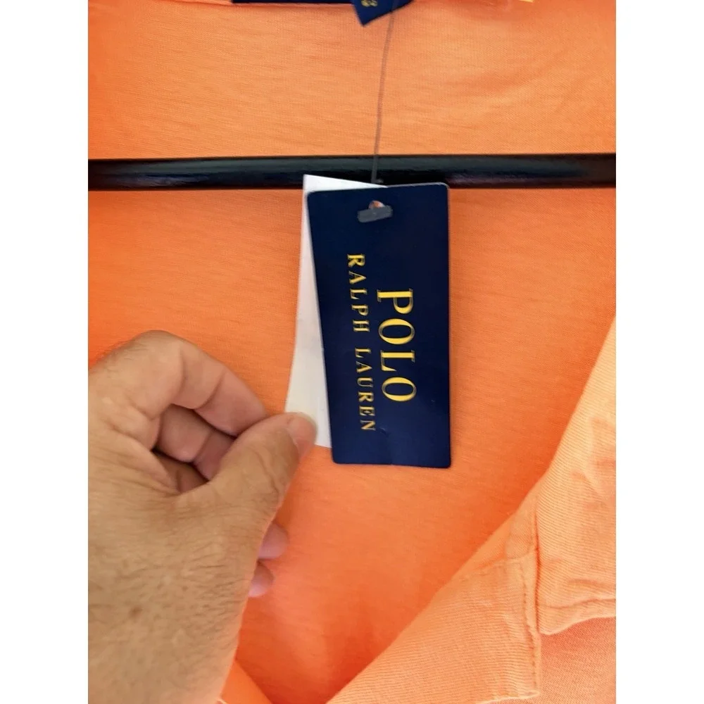 NWT Polo Ralph Lauren Men's Orange Short Sleeve Polo Shirt Pocket Size 5XB $138